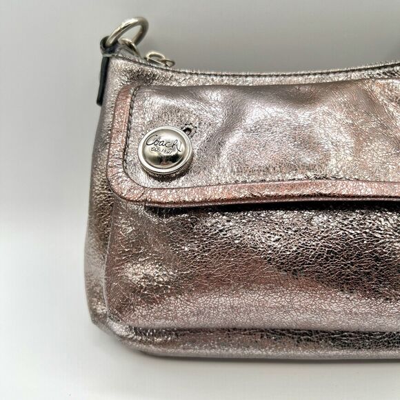 Coach POPPY Crossbody Bag Metallic Gold Silver Leather Vtg 2009 Limited Edition - Picture 3 of 16